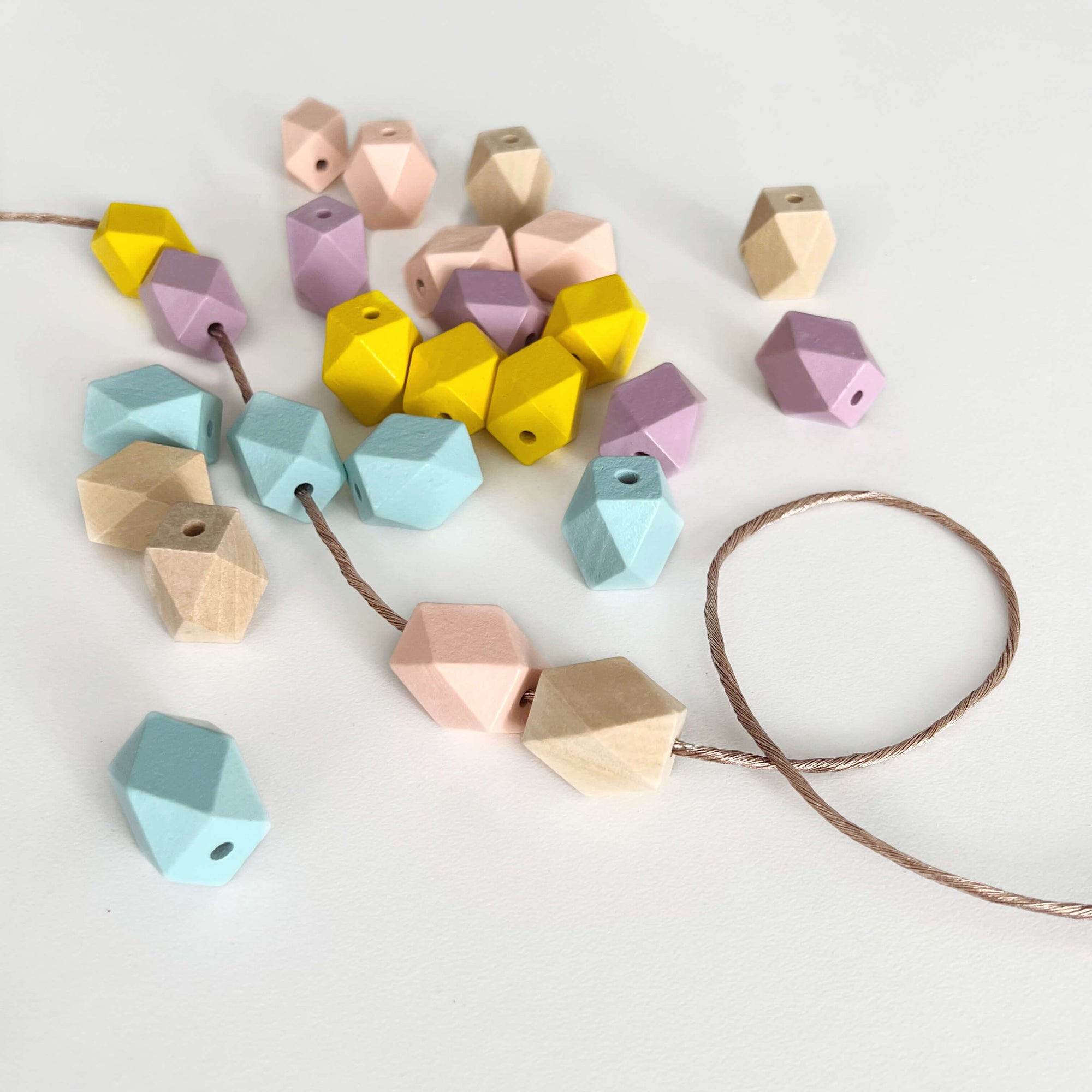 Long Rectangle | Colour Wooden Beads