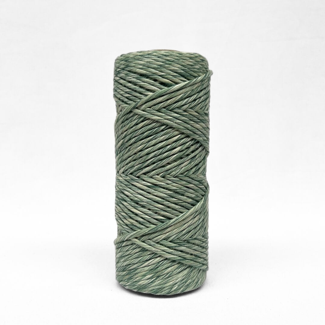 4mm mixed cotton string in green and white colours close up image showing colour details on white background 