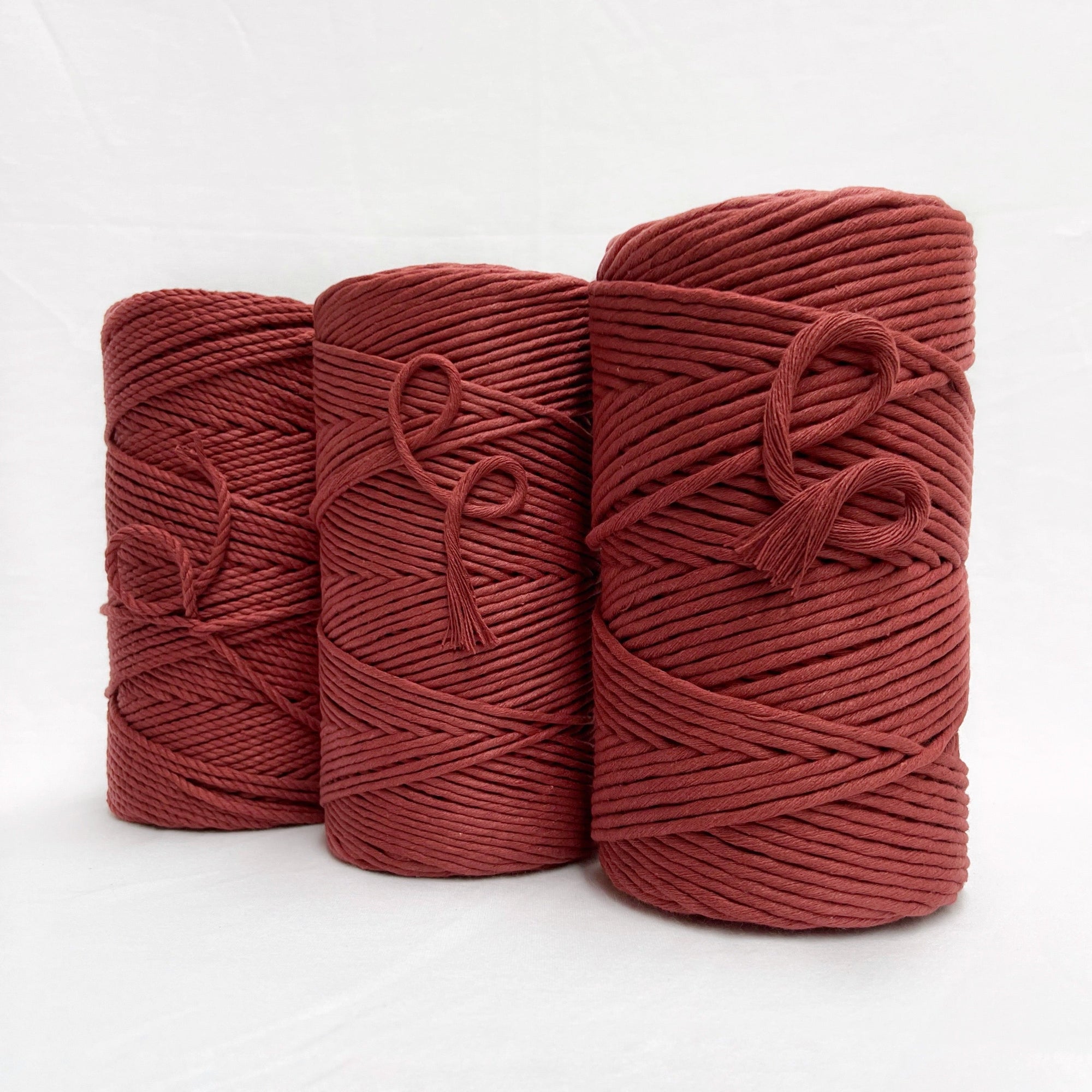 mary maker studio 1kg 4mm recycled cotton macrame rope in apple butter brown red colour suitable for macrame workshops beginners and advanced artists