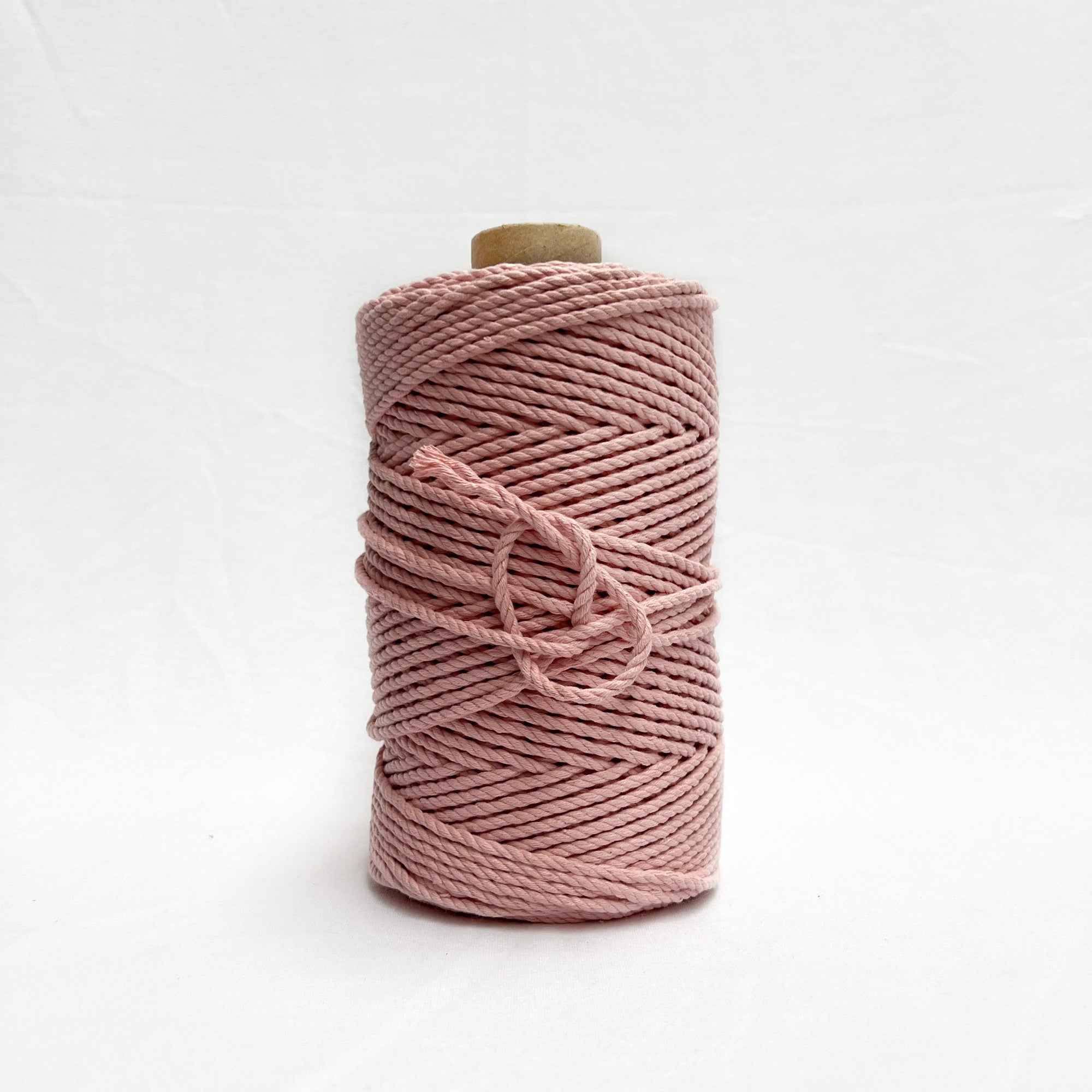 mary maker studio recycled cotton macrame rope  in cherry blossom pink colour suitable for macrame workshops beginners and advanced artists