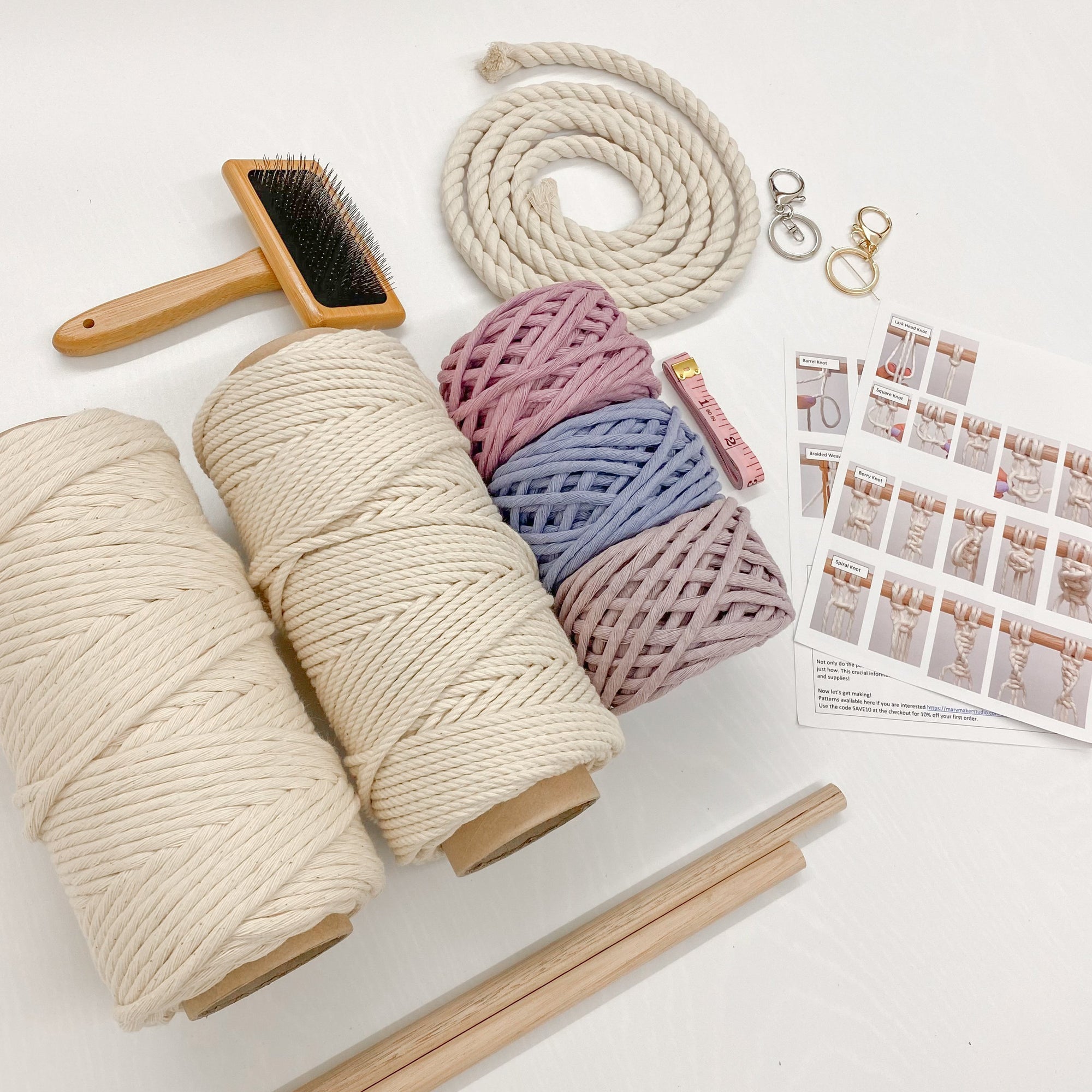 Mary Maker Studio Beginners Macrame Fibre Kit (3 Options) macrame cotton macrame rope macrame workshop macrame patterns macrame