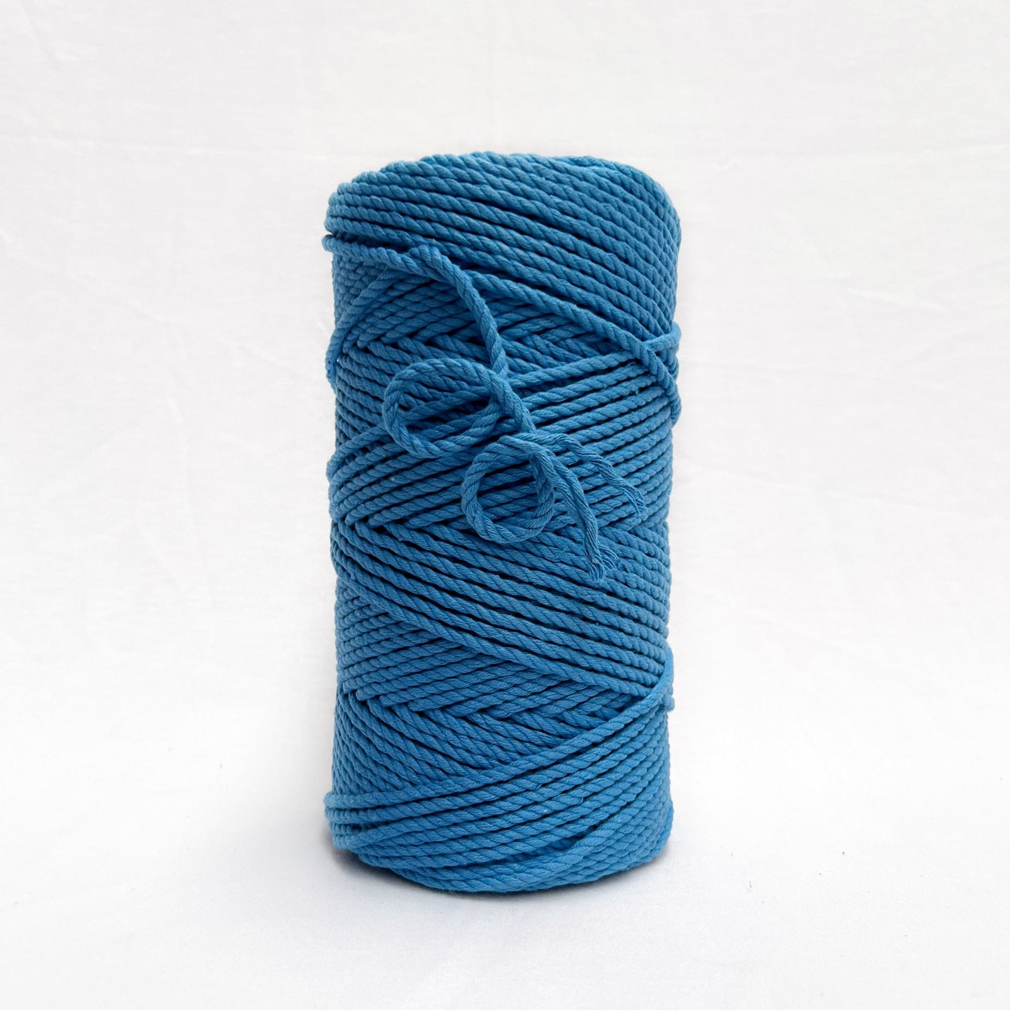 mary maker studio 1kg 4mm recycled cotton macrame rope in bright bondi blue colour suitable for macrame workshops beginners and advanced artists