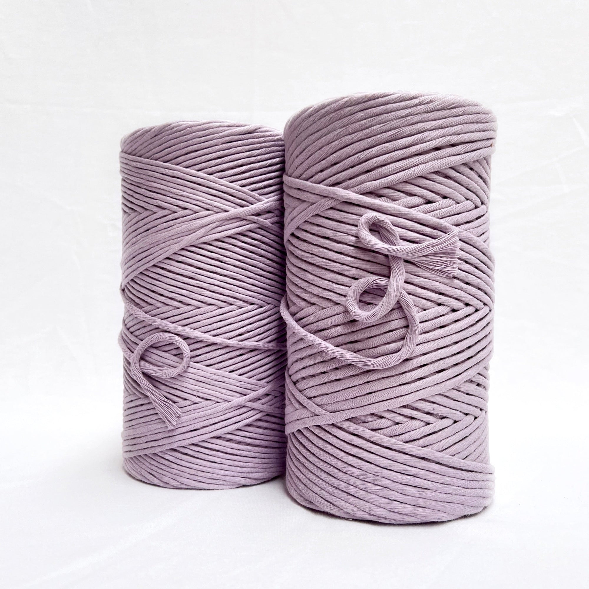 mary maker studio 1kg 5mm recycled cotton macrame string in iced lilac purple colour suitable for macrame workshops beginners and advanced artists